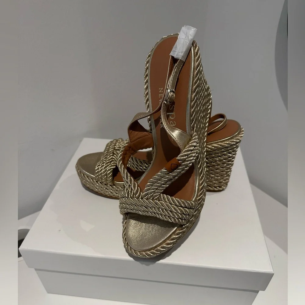 Kate Spade Metallic Gold Wedge Sandals - Picture 4 of 9